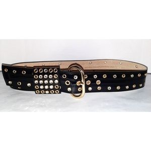 Betsey Johnson black patent 2" wide blingy belt